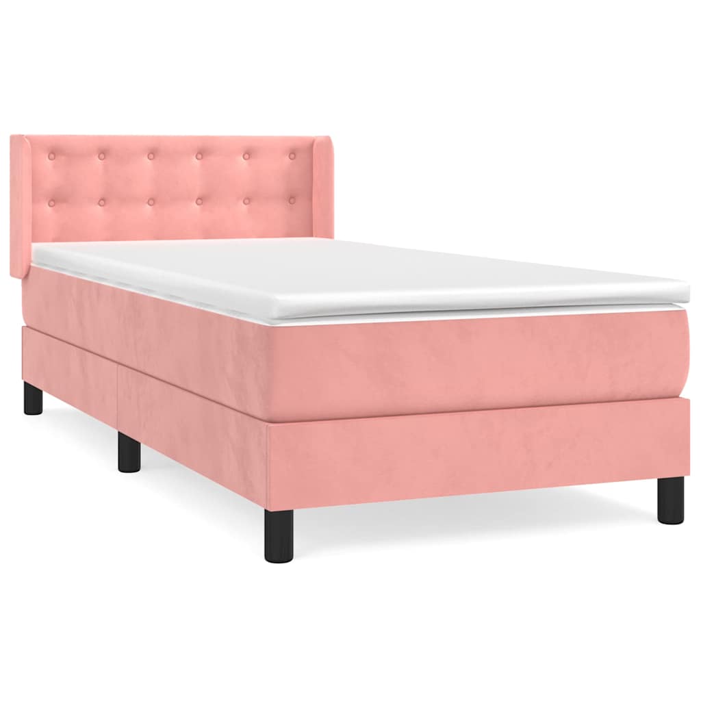 Box spring krevet s madracem ružičasti 90x190 cm baršunasti