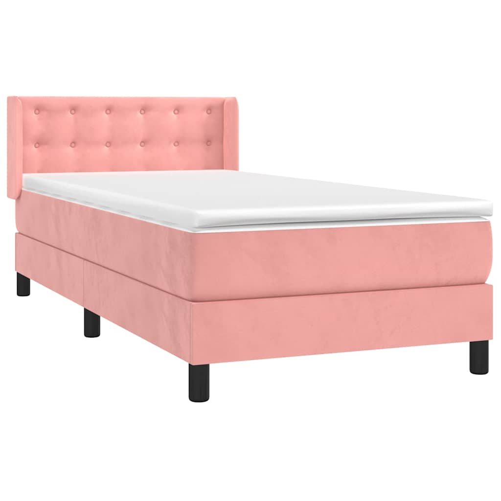 Box spring krevet s madracem ružičasti 90x190 cm baršunasti