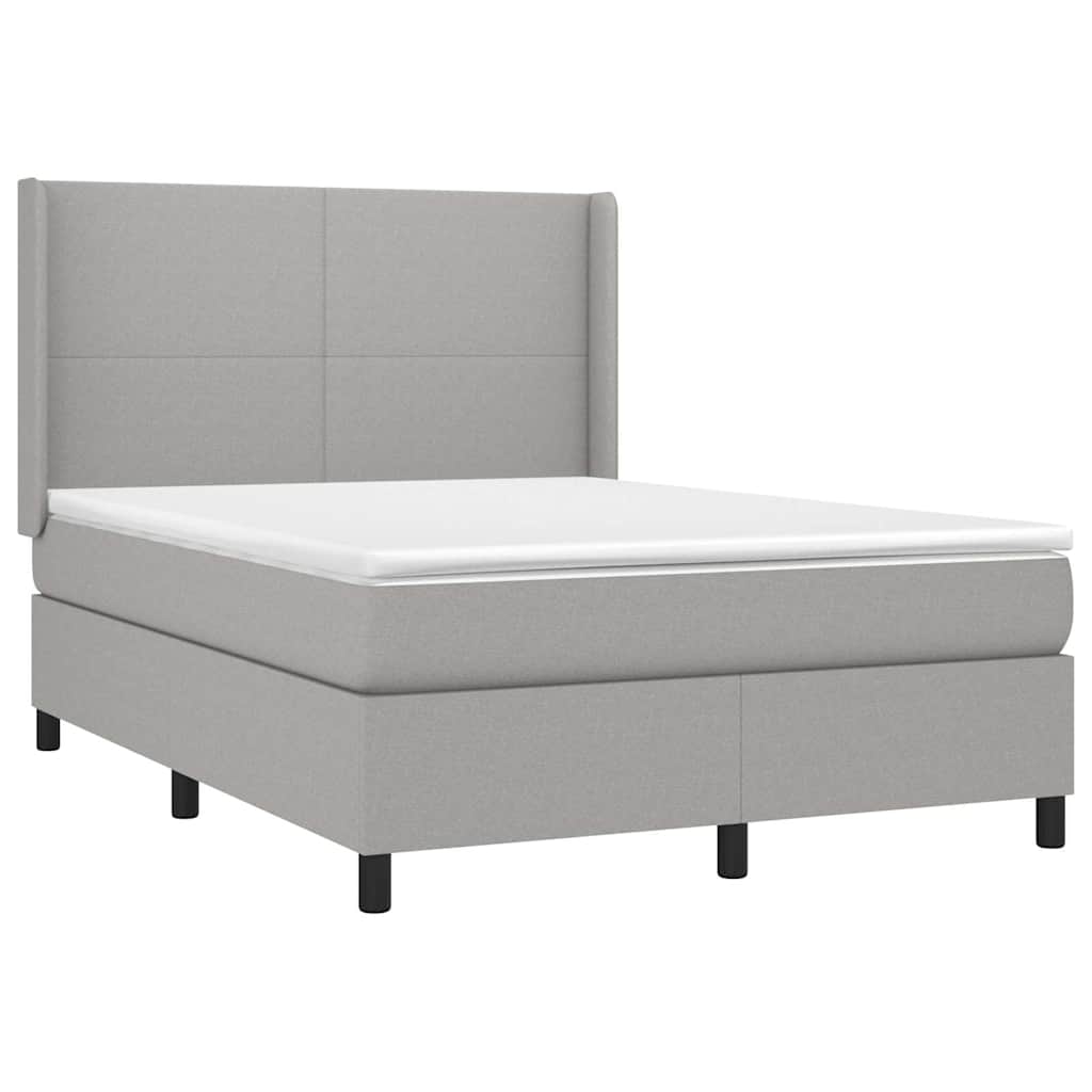 Krevet s oprugama i madracem svjetlosivi 140x190 cm od tkanine