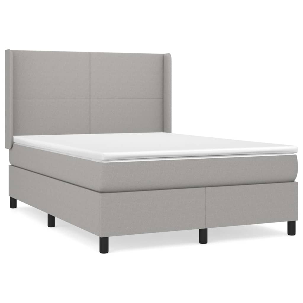 Krevet box spring s madracem svjetlosivi 140x200 cm od tkanine