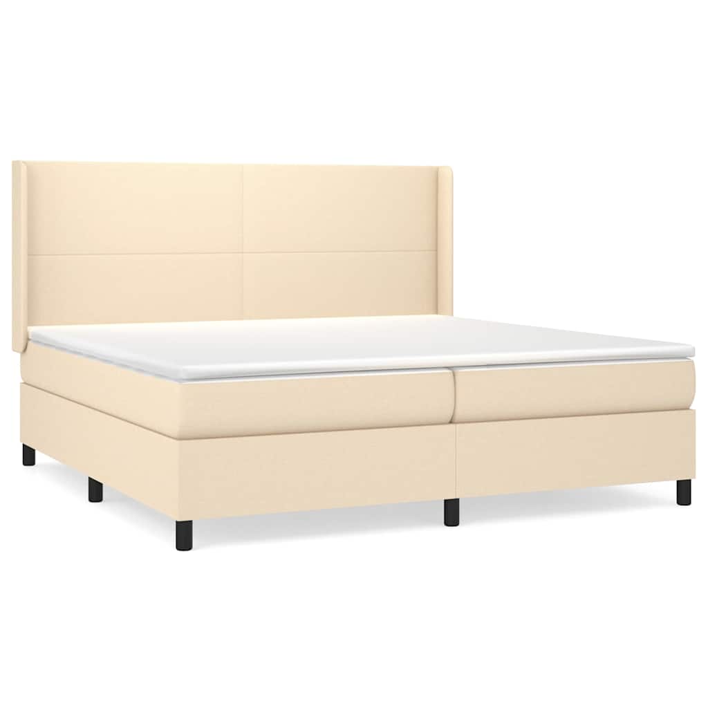 Krevet s oprugama i madracem krem 200 x 200 cm od tkanine