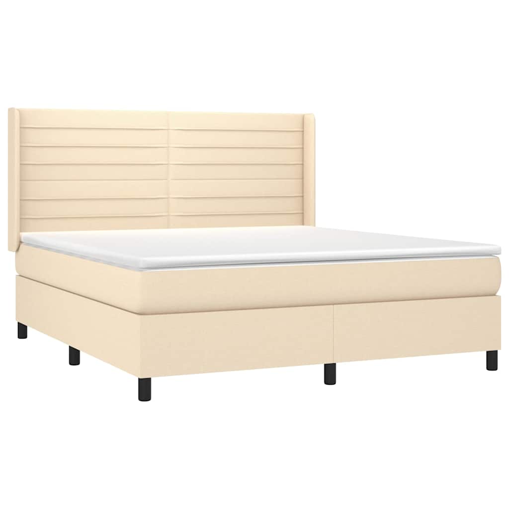 Krevet s oprugama i madracem krem 180x200 cm od tkanine