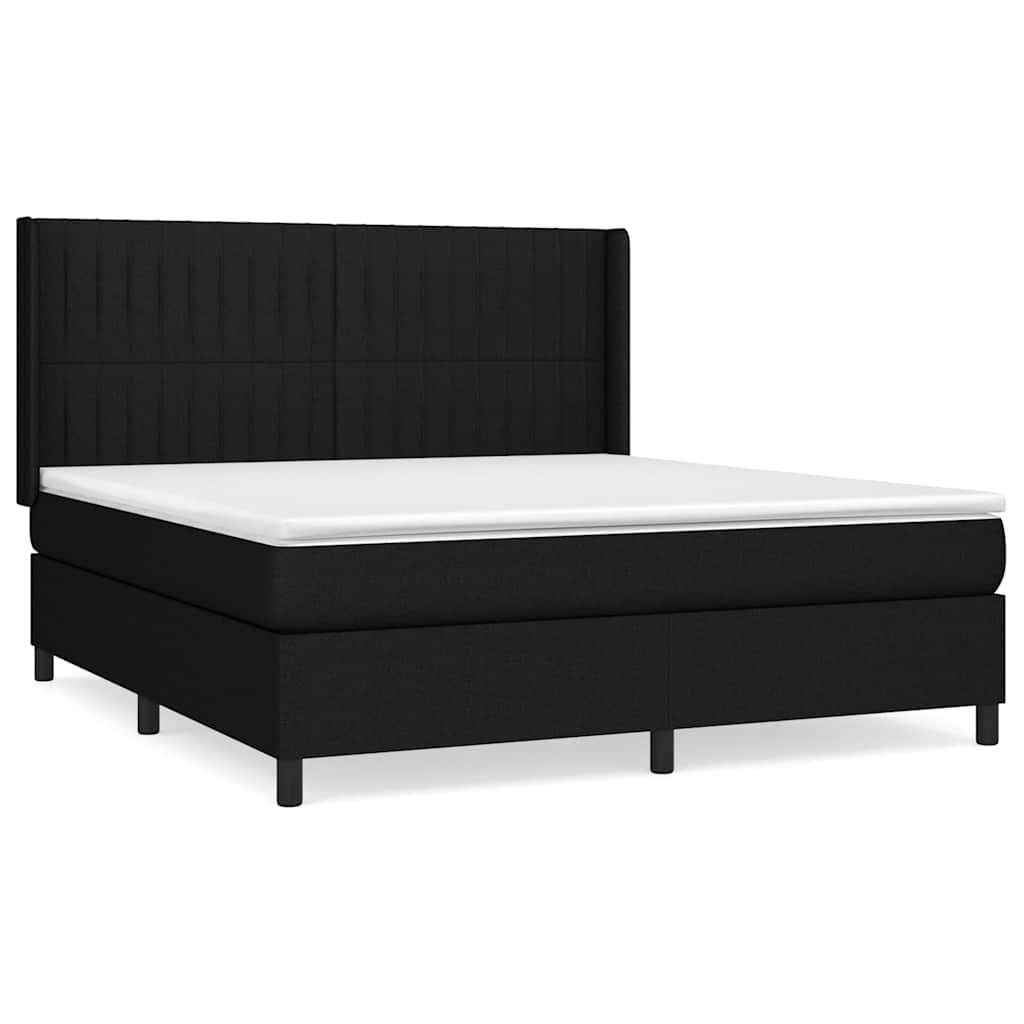Krevet s oprugama i madracem crni 160x200 cm od tkanine