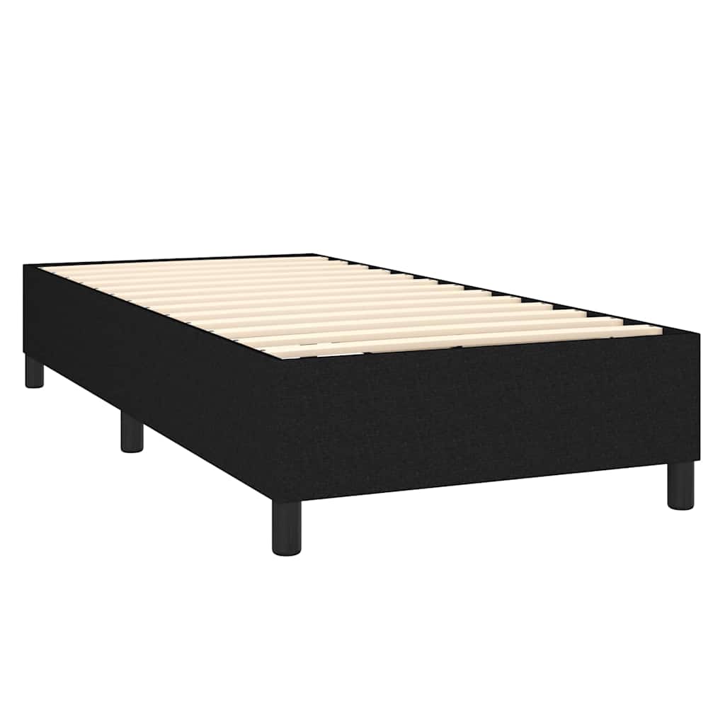 Krevet s oprugama i madracem crni 100 x 200 cm od tkanine