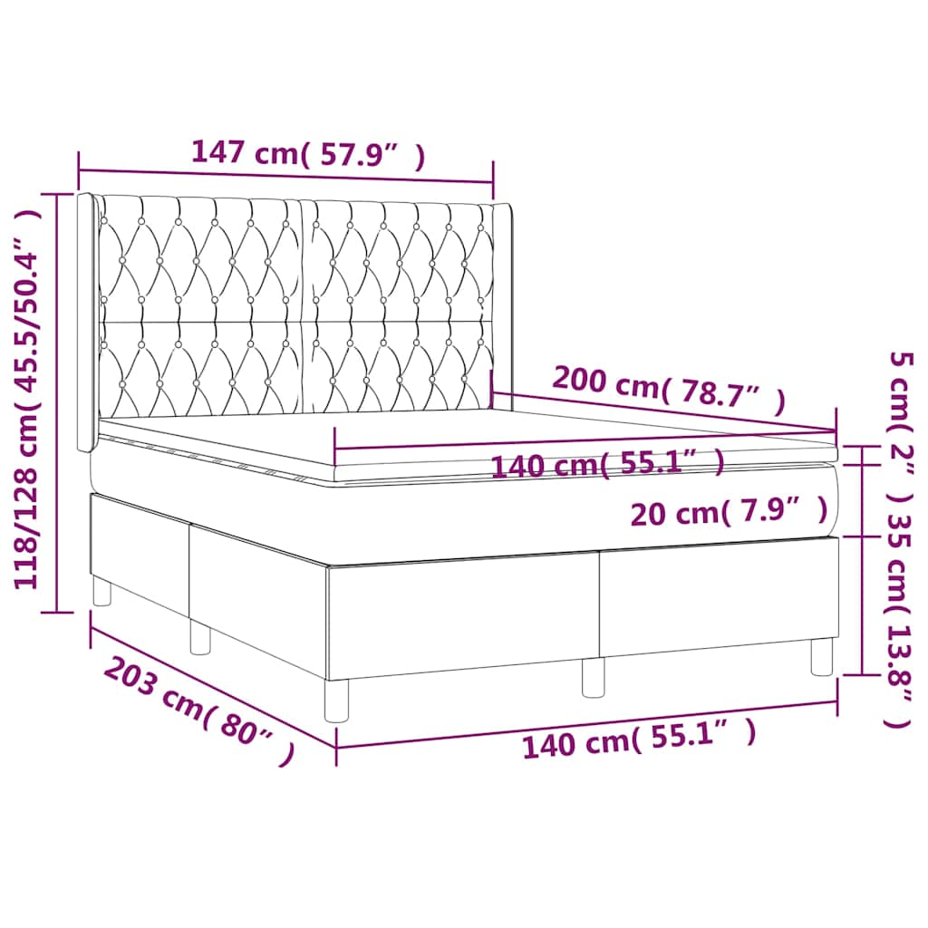 Krevet s oprugama i madracem plavi 140x200 cm od tkanine
