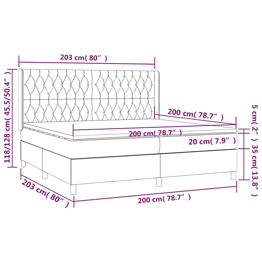 Krevet s oprugama i madracem plavi 200 x 200 cm od tkanine
