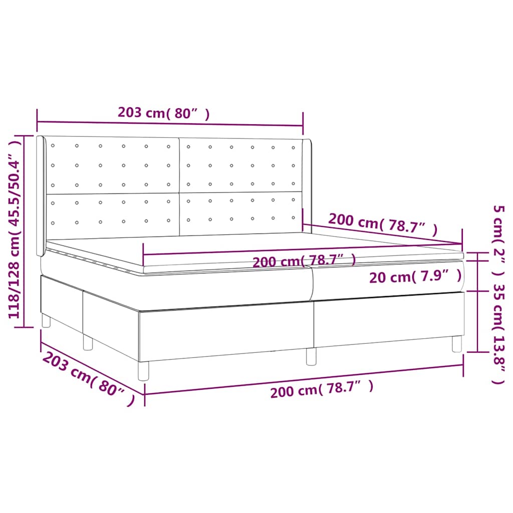 Krevet s oprugama i madracem plavi 200 x 200 cm od tkanine