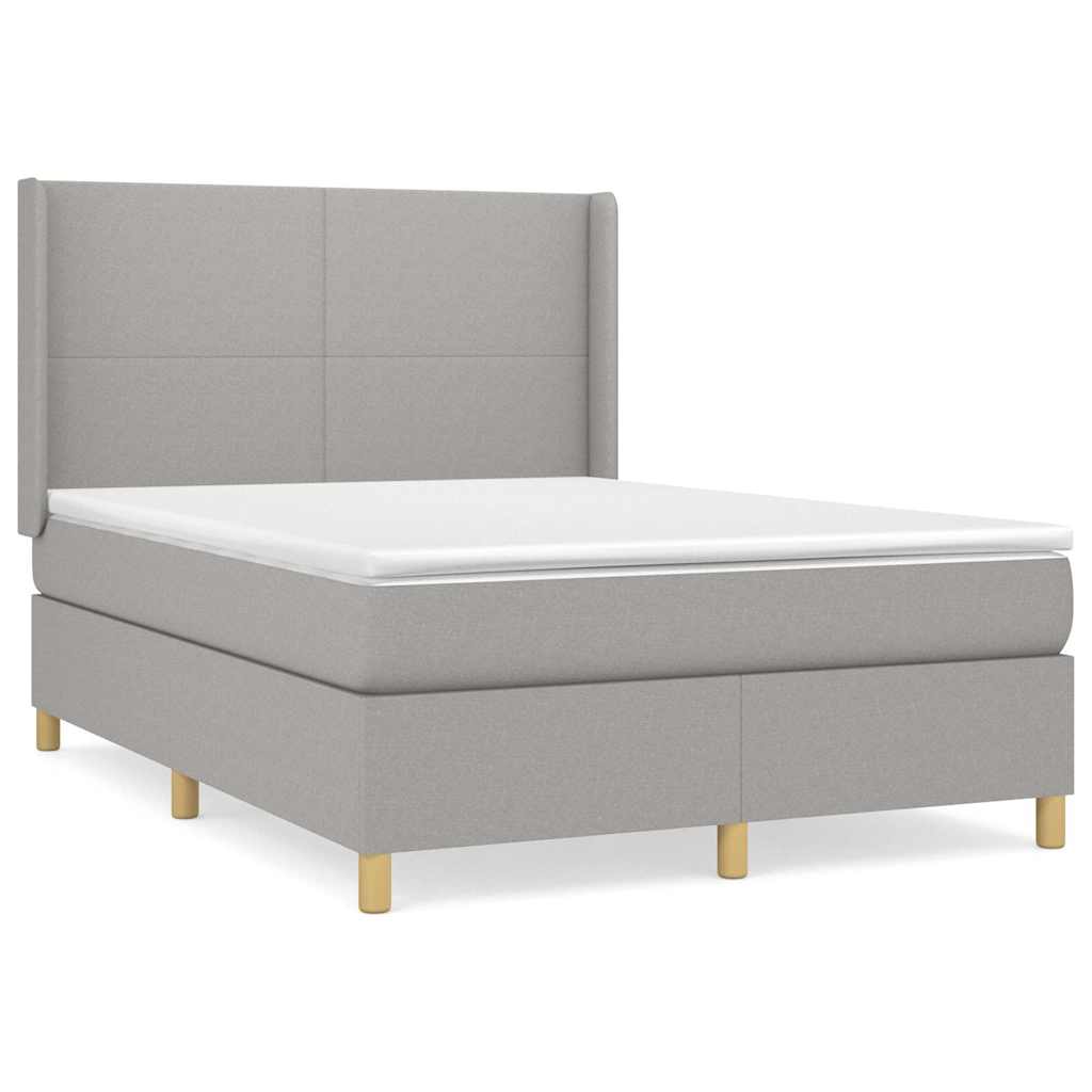 Krevet s oprugama i madracem svjetlosivi 140x190 cm od tkanine