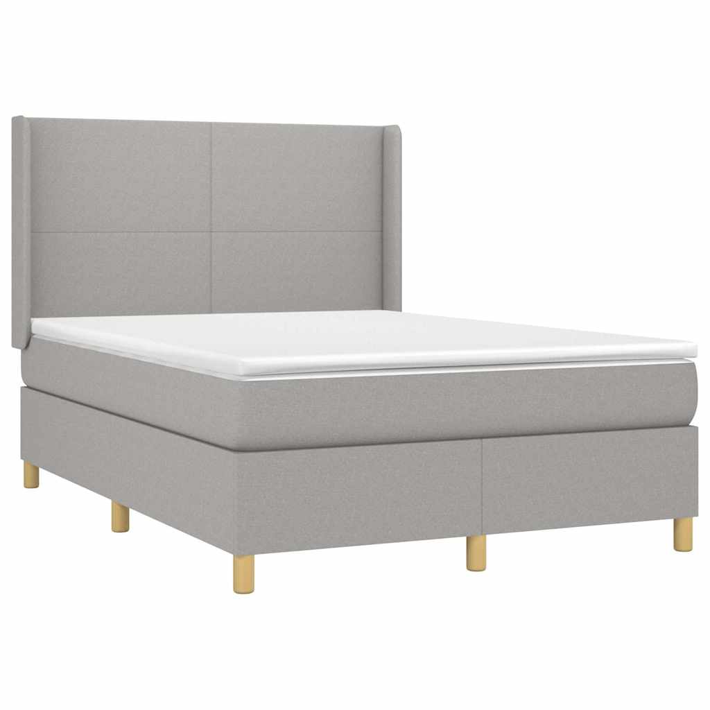 Krevet s oprugama i madracem svjetlosivi 140x190 cm od tkanine