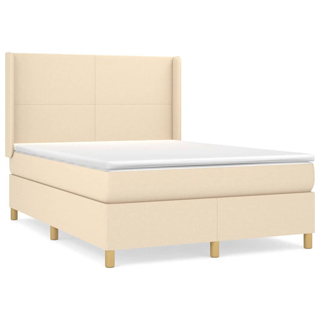 Krevet s oprugama i madracem krem 140x200 cm od tkanine