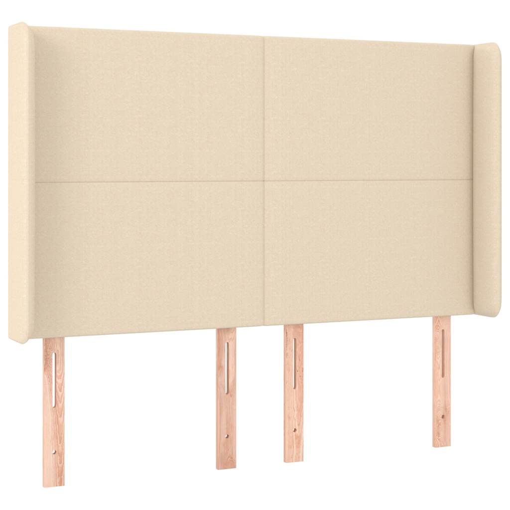 Krevet s oprugama i madracem krem 140x200 cm od tkanine