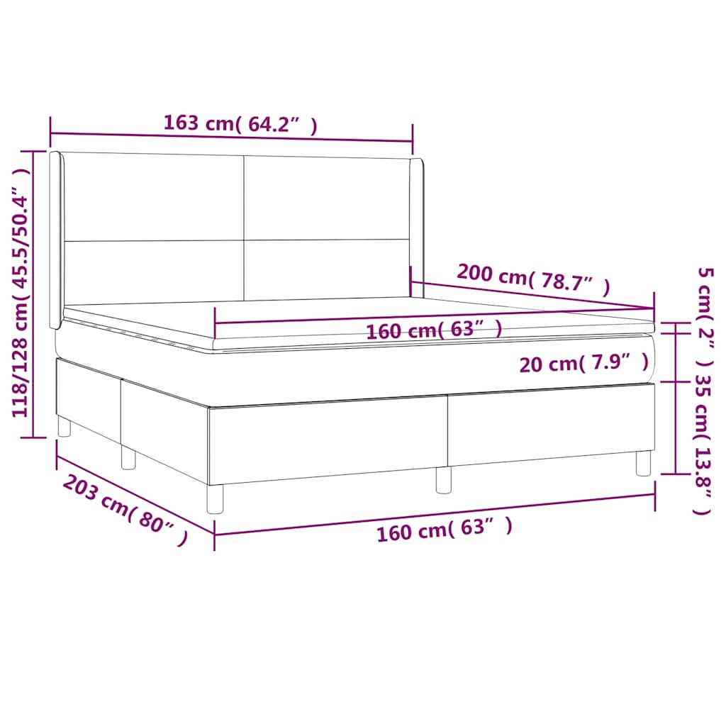 Krevet s oprugama i madracem crni 160x200 cm od tkanine