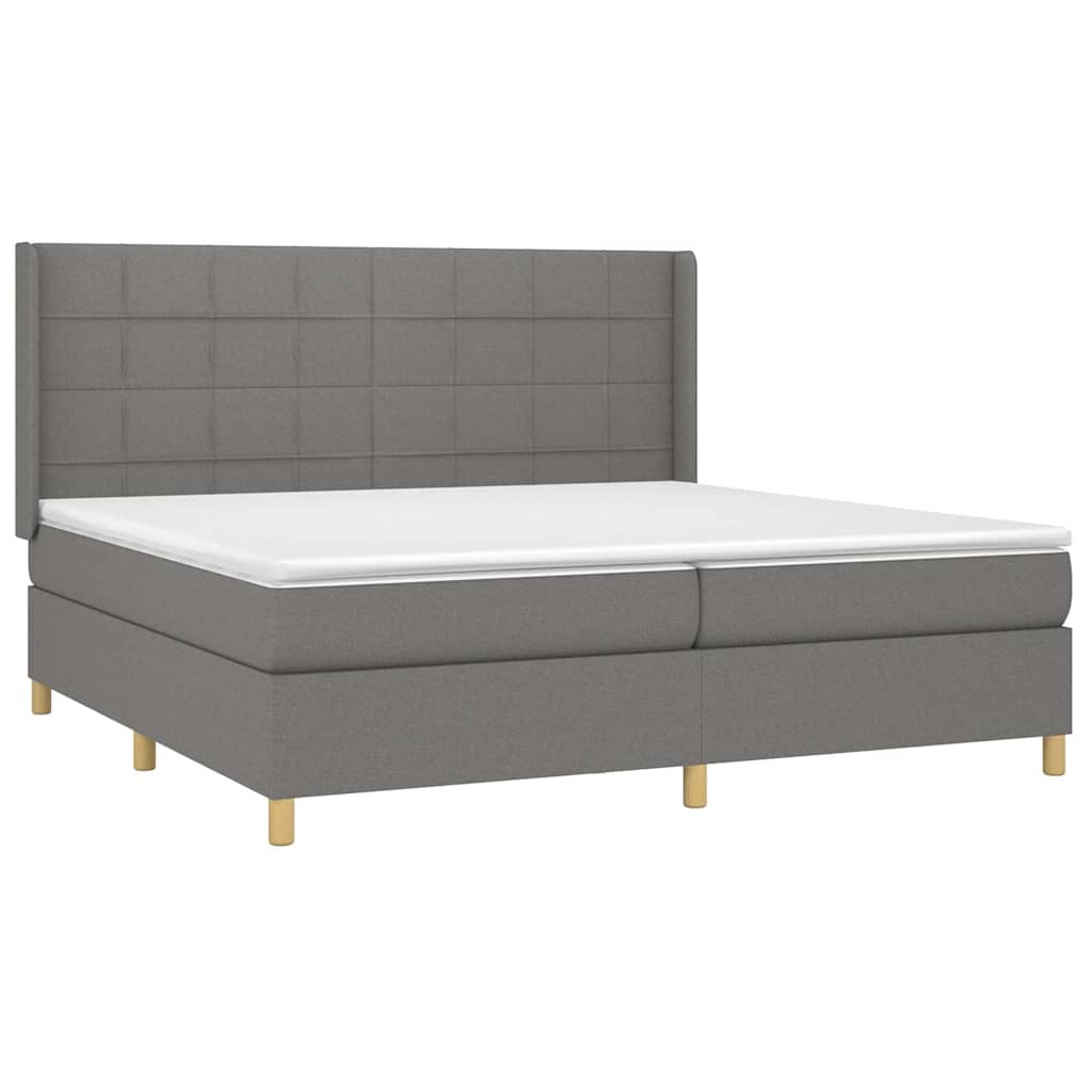 Krevet s oprugama i madracem tamnosivi 200 x 200 cm od tkanine