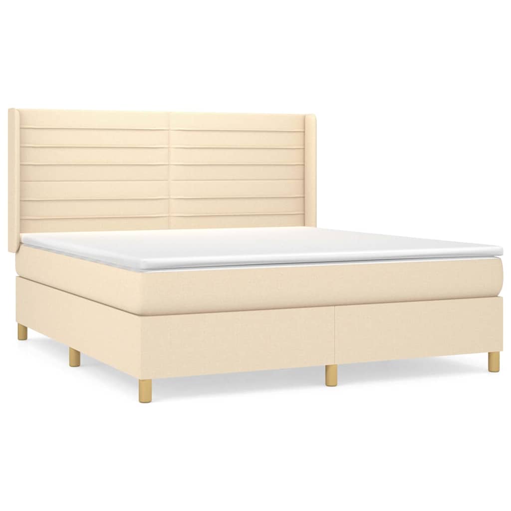 Krevet s oprugama i madracem krem 160x200 cm od tkanine