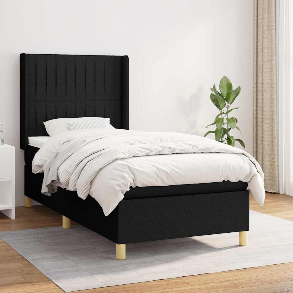 Box spring krevet s madracem crni 90x190 cm od tkanine