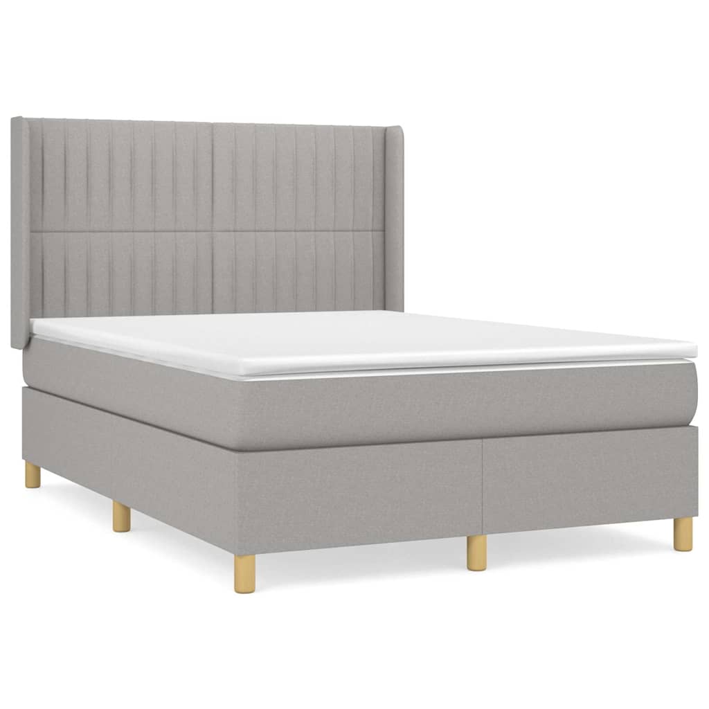 Krevet s oprugama i madracem svjetlosivi 140x190 cm od tkanine