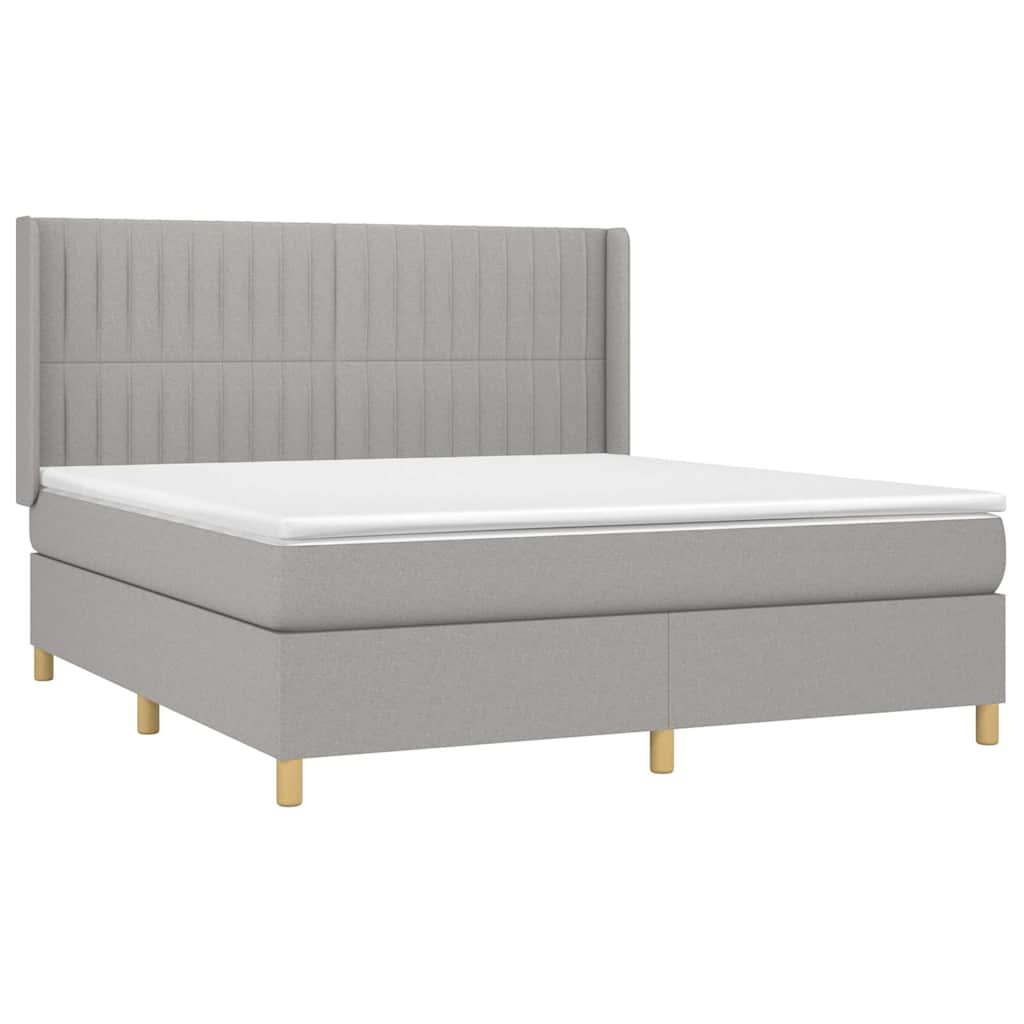 Krevet box spring s madracem svjetlosiva 160x200 cm tkanina