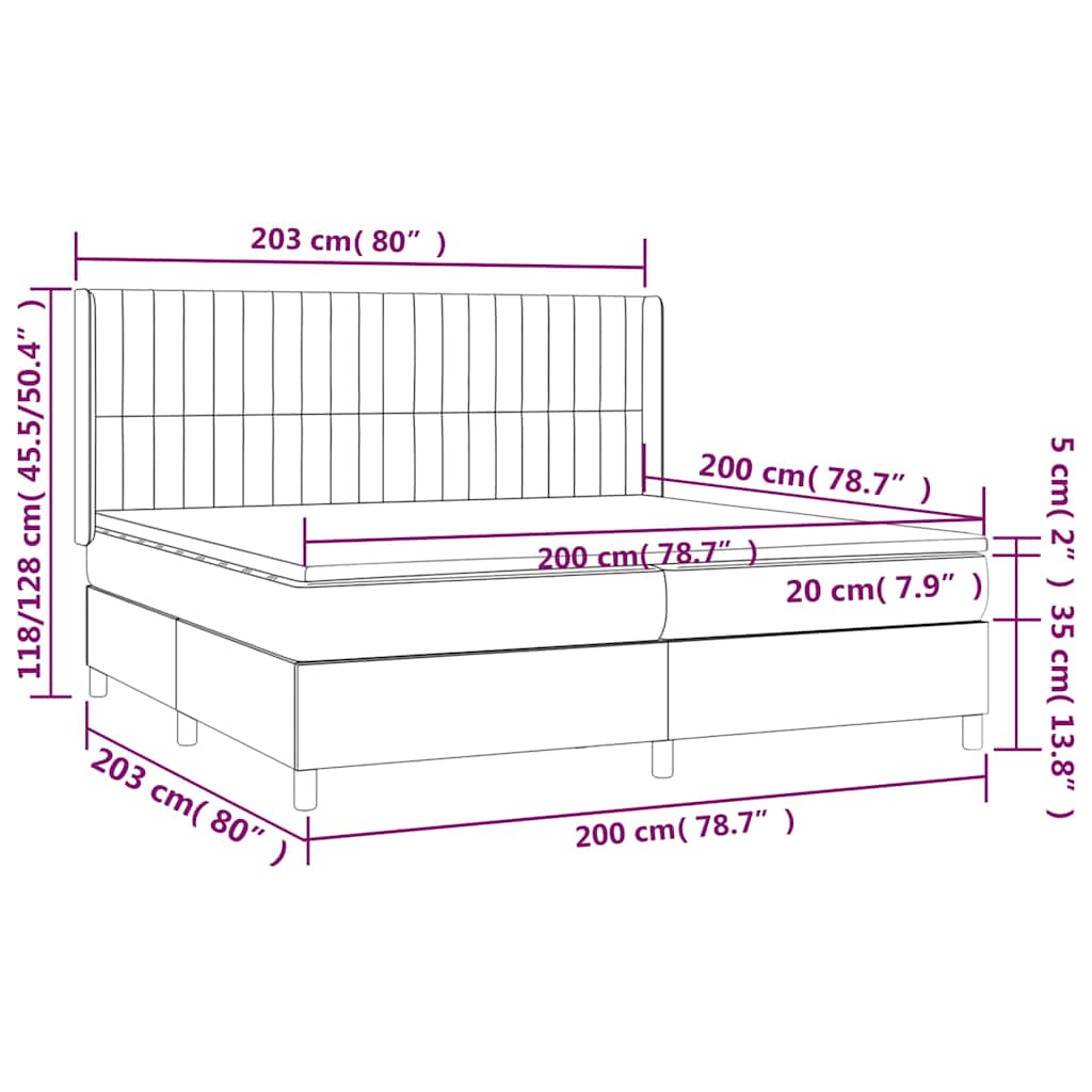 Krevet s oprugama i madracem plavi 200 x 200 cm od tkanine