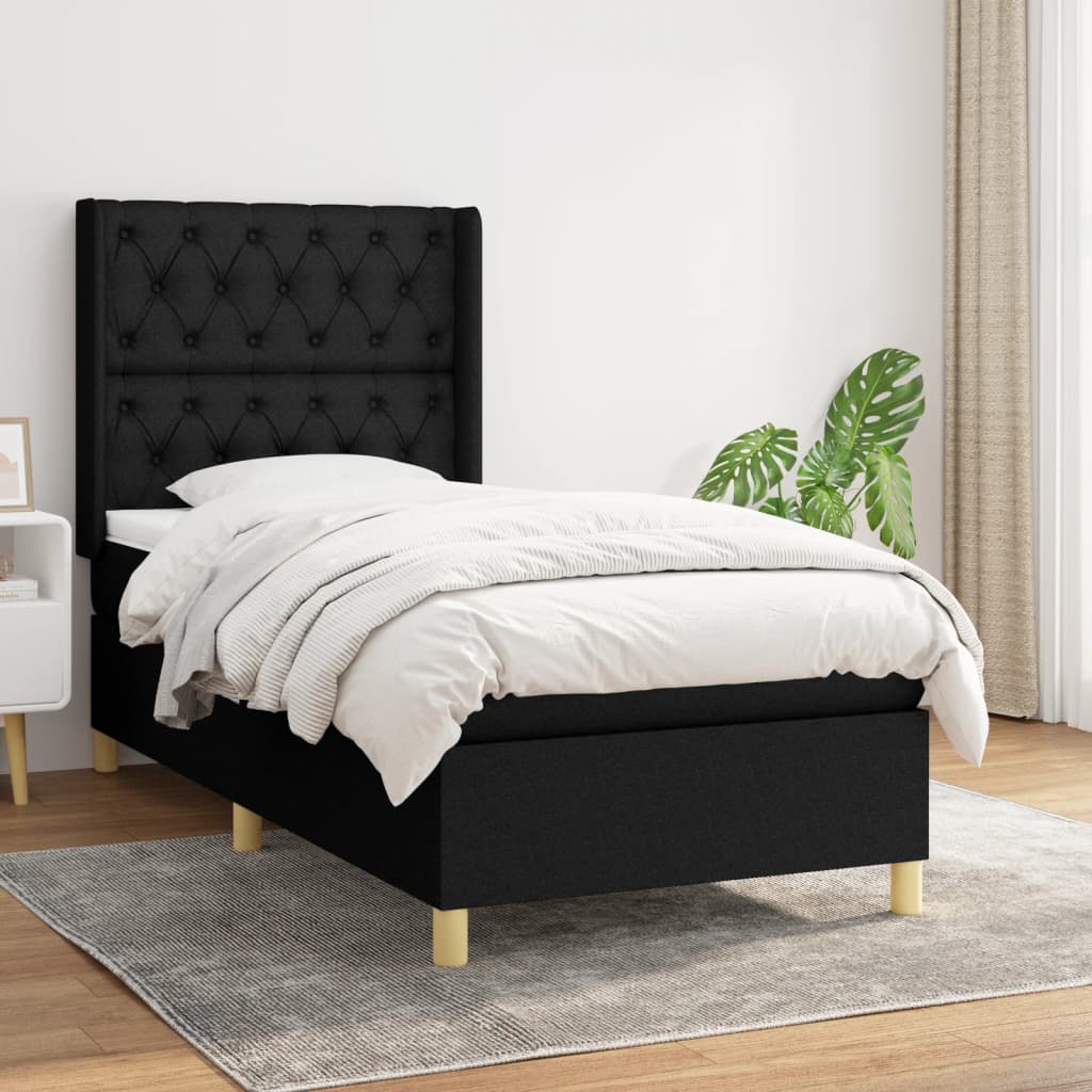 Box spring krevet s madracem crni 80 x 200 cm od tkanine
