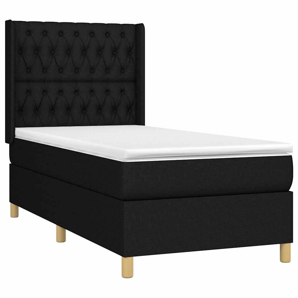 Box spring krevet s madracem crni 90x190 cm od tkanine