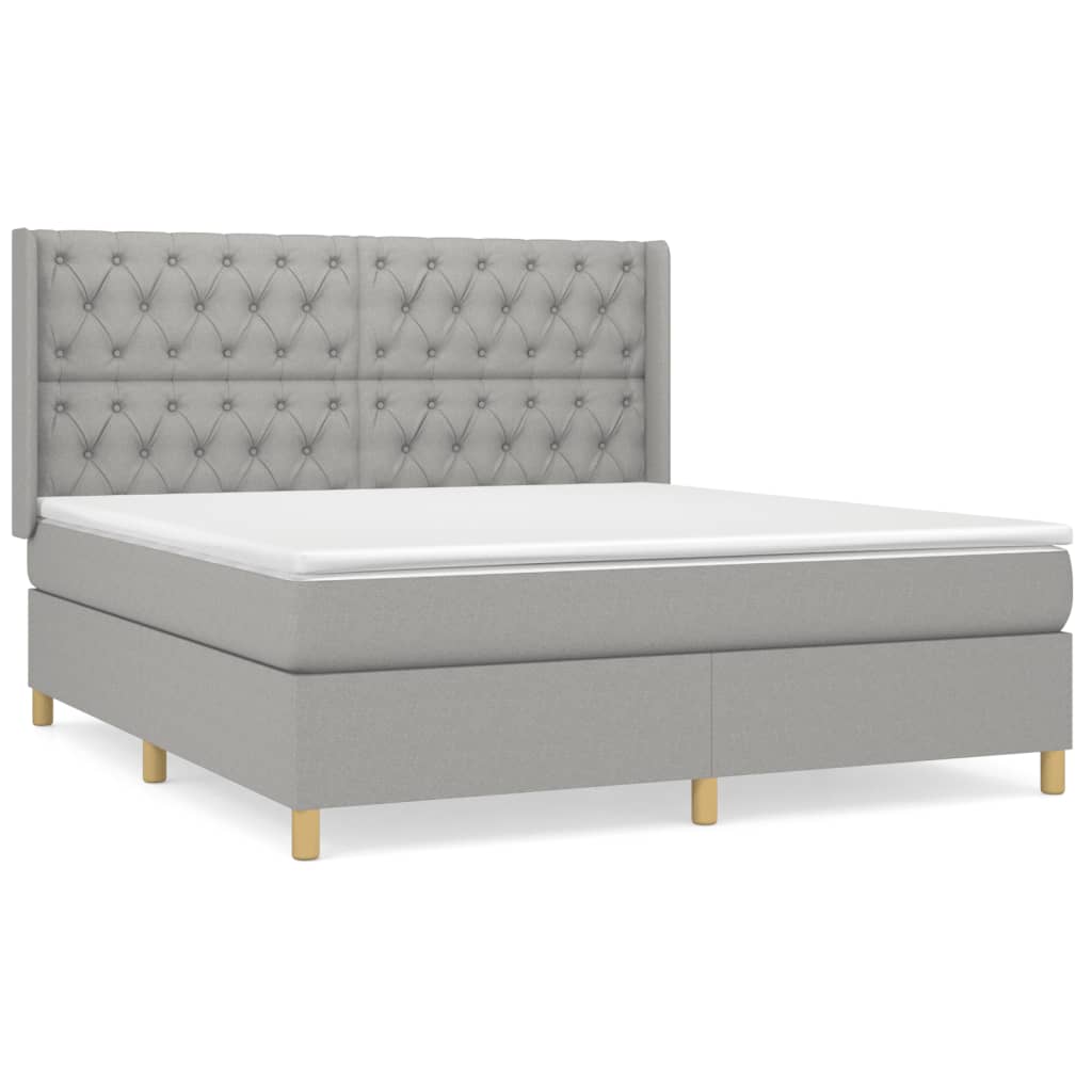Krevet box spring s madracem svjetlosiva 160x200 cm tkanina