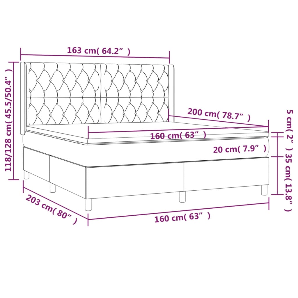 Krevet box spring s madracem svjetlosiva 160x200 cm tkanina