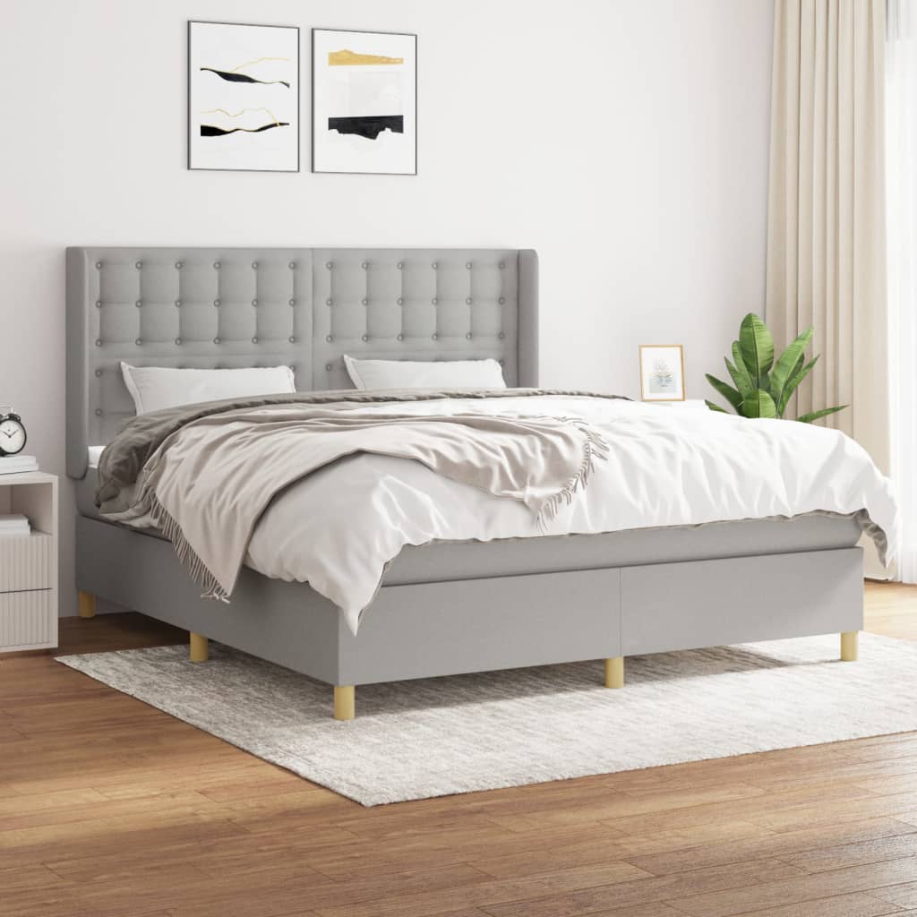 Krevet box spring s madracem svjetlosiva 160x200 cm tkanina