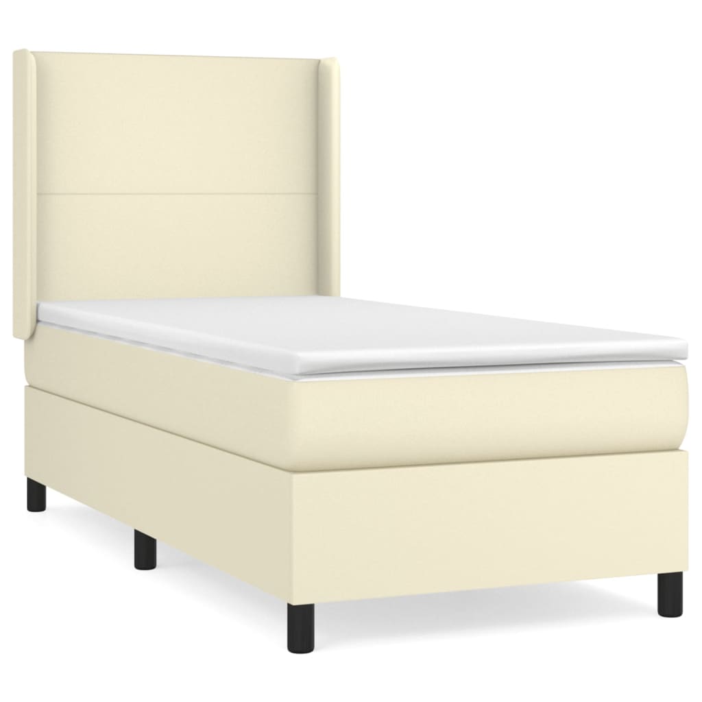 Krevet s oprugama i madracem krem 80 x 200 cm od umjetne kože