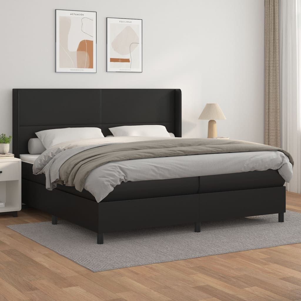 Krevet s oprugama i madracem crni 200x200 cm od umjetne kože