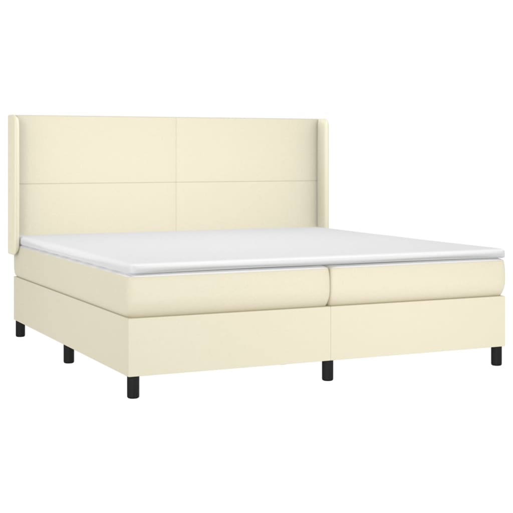 Krevet s oprugama i madracem krem 200x200 cm od umjetne kože
