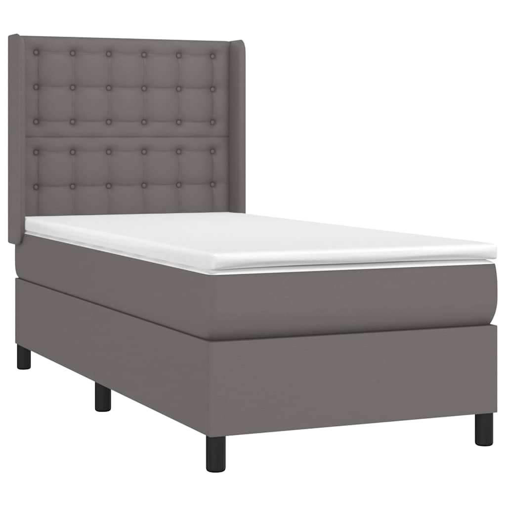 Krevet s oprugama i madracem sivi 100x200 cm od umjetne kože