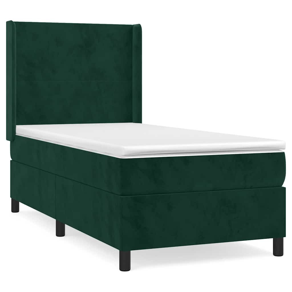 Box spring krevet s madracem tamnozeleni 90x190 cm baršunasti