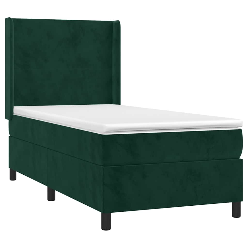 Box spring krevet s madracem tamnozeleni 90x190 cm baršunasti