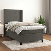 Box spring krevet s madracem tamnosivi 100x200 cm baršunasti