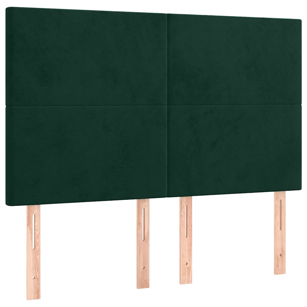 Krevet s oprugama i madracem tamnozeleni 140x190 cm baršunasti