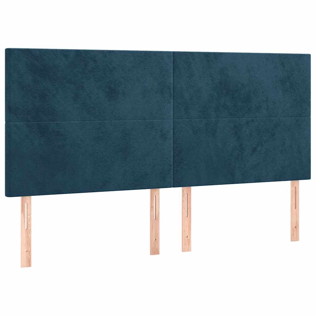 Krevet s oprugama i madracem tamnoplavi 200x200 cm baršunasti