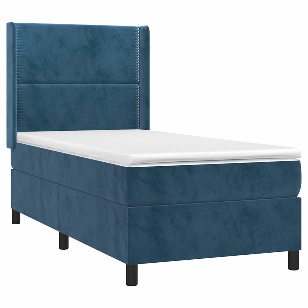 Box spring krevet s madracem tamnoplavi 80 x 200 cm baršunasti