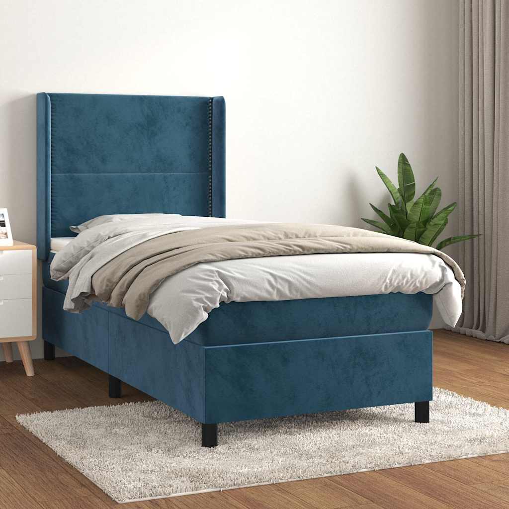 Box spring krevet s madracem tamnoplavi 80 x 200 cm baršunasti