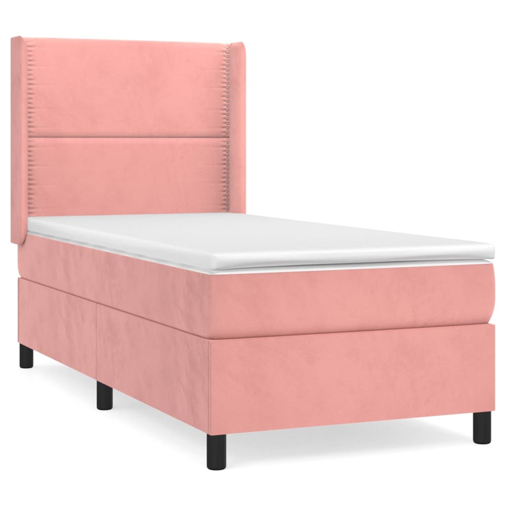 Box spring krevet s madracem ružičasti 90x190 cm baršunasti