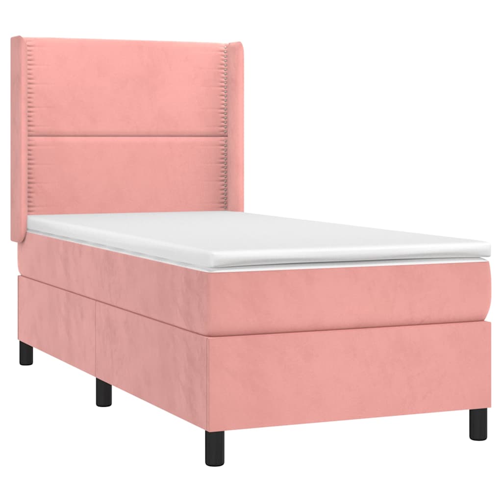 Box spring krevet s madracem ružičasti 90x190 cm baršunasti