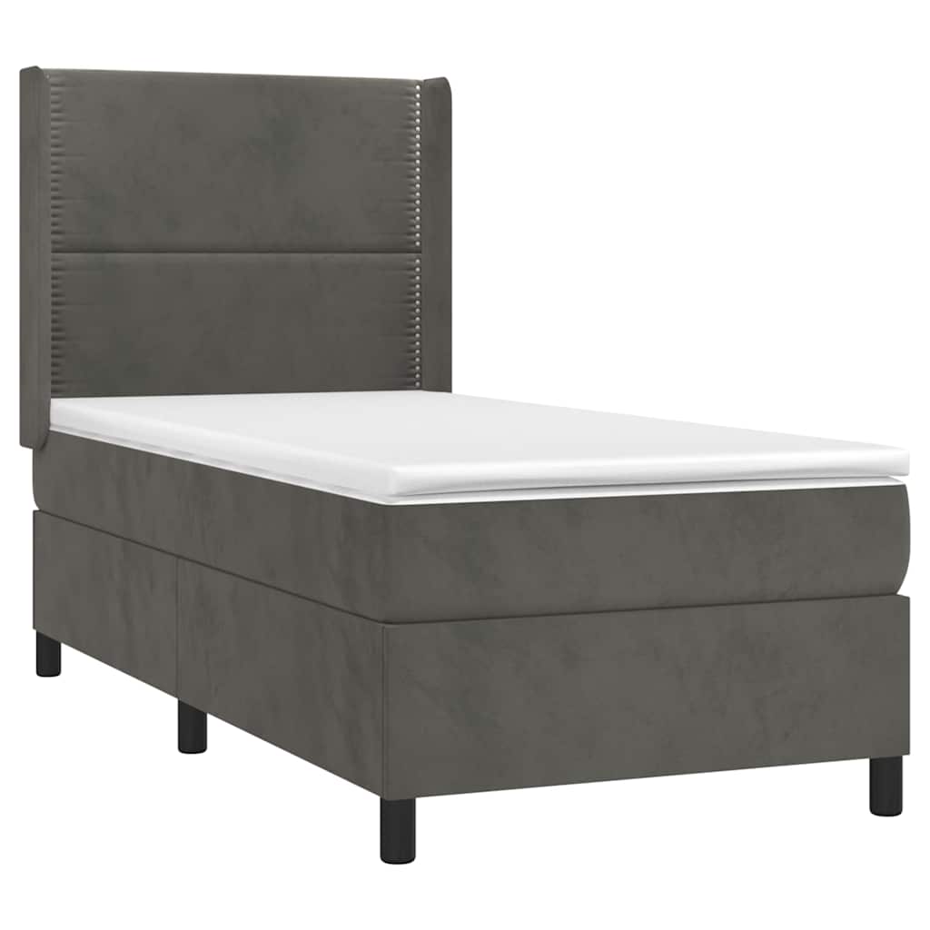 Box spring krevet s madracem tamnosivi 100x200 cm baršunasti