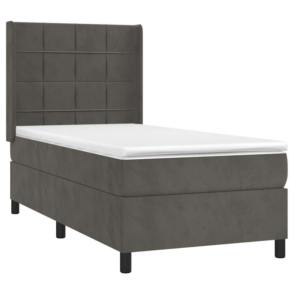 Box spring krevet s madracem tamnosivi 90x190 cm baršunasti
