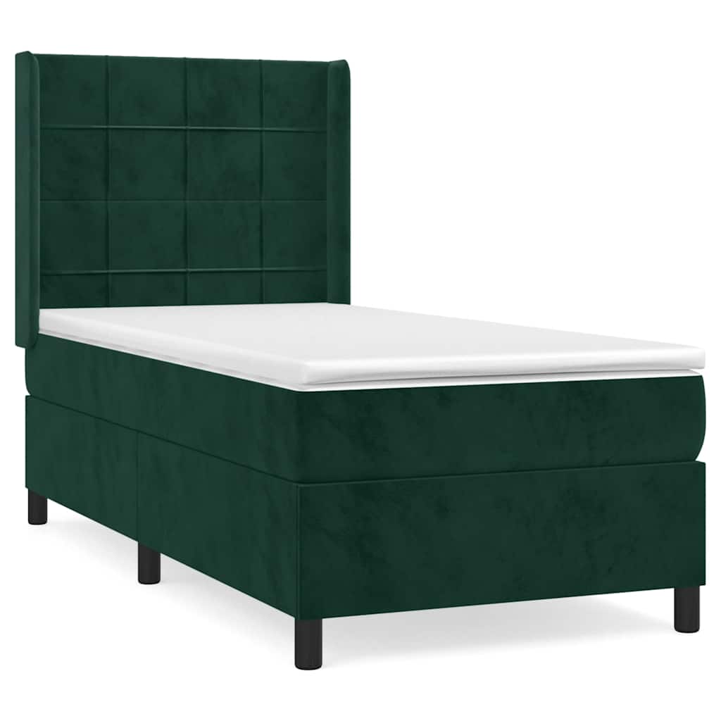 Box spring krevet s madracem tamnozeleni 90x200 cm baršunasti