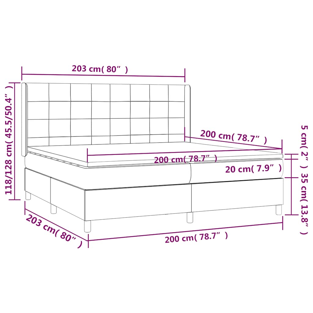 Krevet s oprugama i madracem tamnoplavi 200x200 cm baršunasti