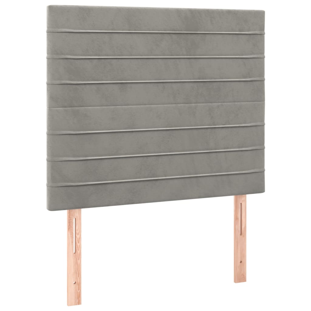 Box spring krevet s madracem svjetlosivi 90x190 cm baršunasti