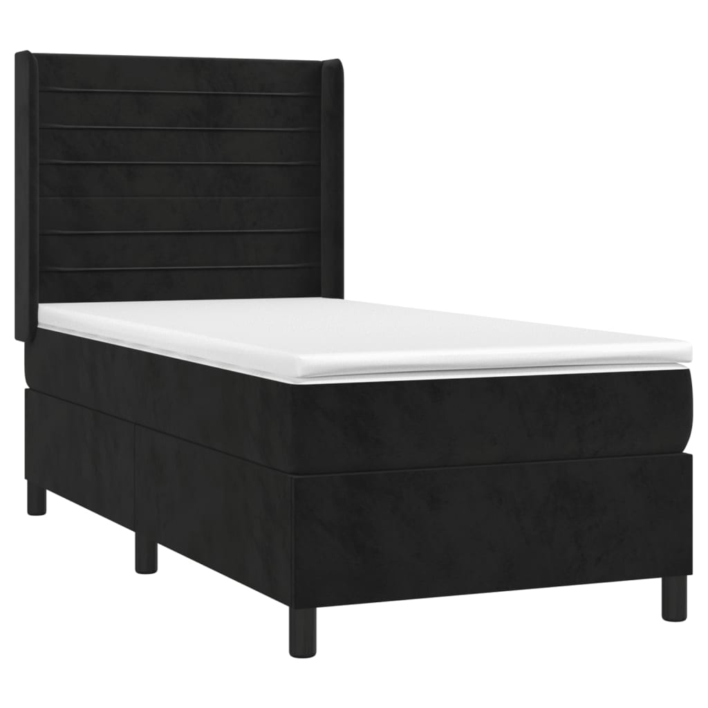 Box spring krevet s madracem crni 90x190 cm baršunasti