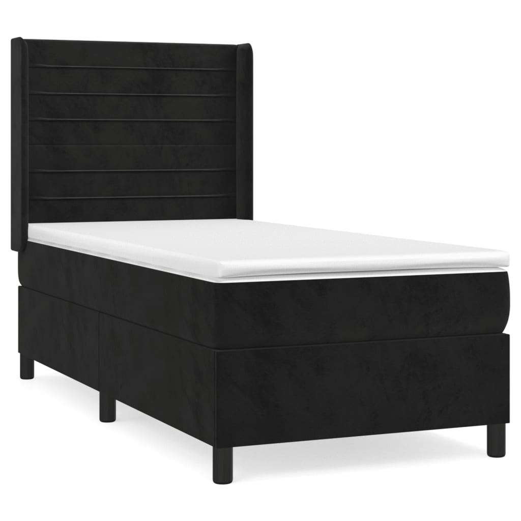 Box spring krevet s madracem crni 100x200 cm baršunasti