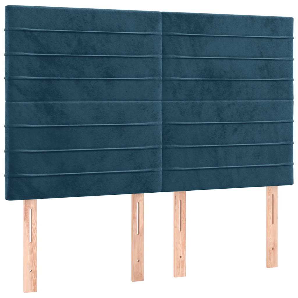 Krevet s oprugama i madracem tamnoplavi 140x200 cm baršunasti