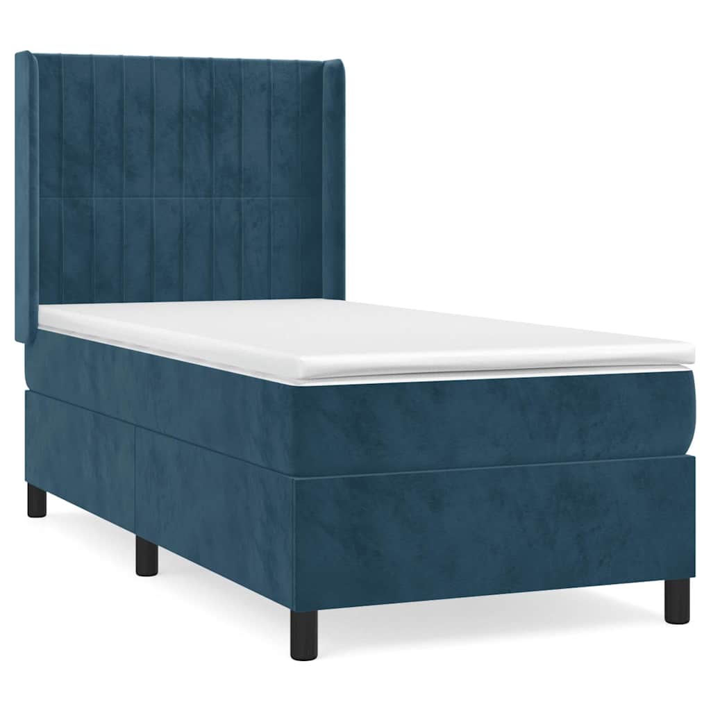 Box spring krevet s madracem tamnoplavi 80 x 200 cm baršunasti