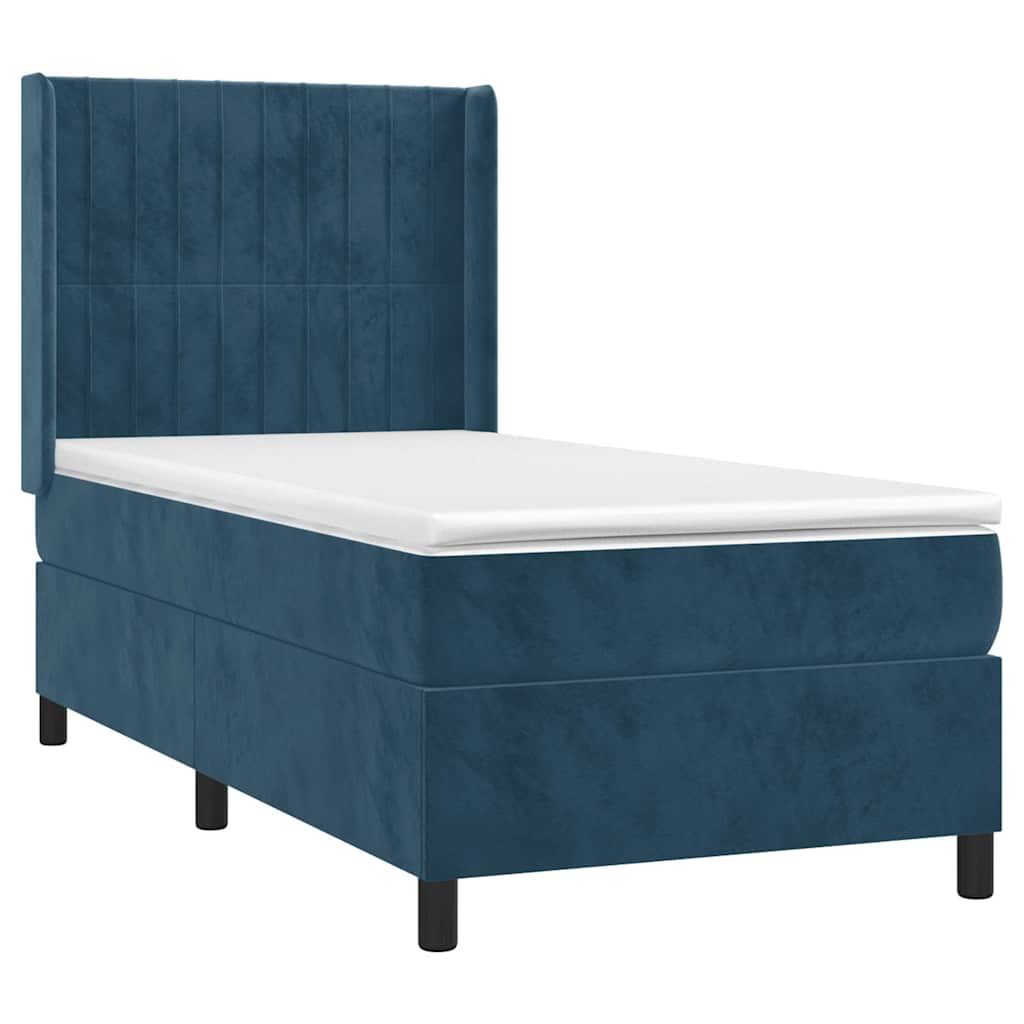 Box spring krevet s madracem tamnoplavi 80 x 200 cm baršunasti
